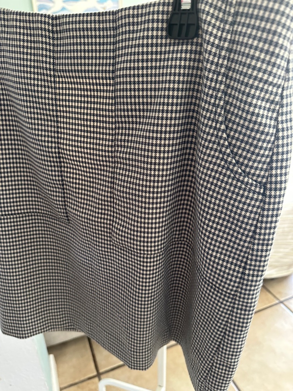 Classic Navy blue White Houndstooth Skirt - Picture 5 of 5